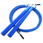 Corde à sauter IRON avec câble ajustable et poignées acier bleue