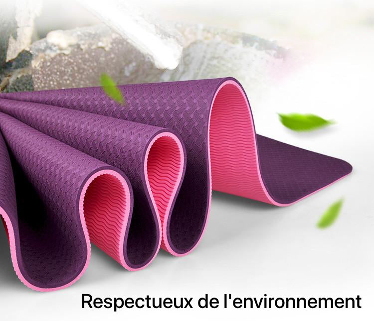 Tapis de Yoga confort bicolore 6mm (183x61cm, plusieurs couleurs)