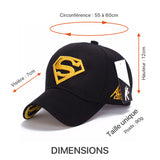 Dimensions de la casquette SUPER.MAN pour homme et femme