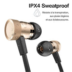 Les écouteurs magnétiques Bluetooth H6 résistent à la transpiration. IPx4 waterproof. 