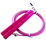 Corde à sauter IRON avec câble ajustable et poignées acier rose