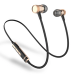 Écouteurs magnétiques Bluetooth H6 Or Noir avec microphone