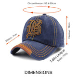 Dimensions de la casquette sport B.FOR.BEST pour homme et femme 
