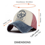 Dimensions de la casquette STAR pour homme et femme