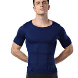 T-Shirt minceur de compression bleu FLEX.SHAPER homme pour un aspect gainant